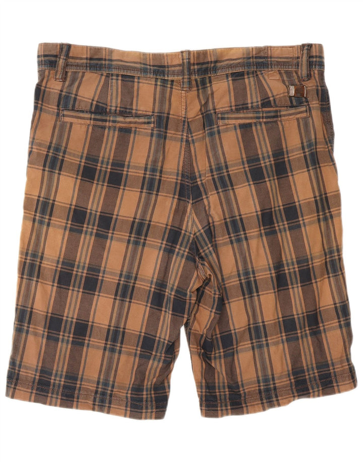 Timberland Herren Chinoshorts W34 Große braun karierte Baumwolle