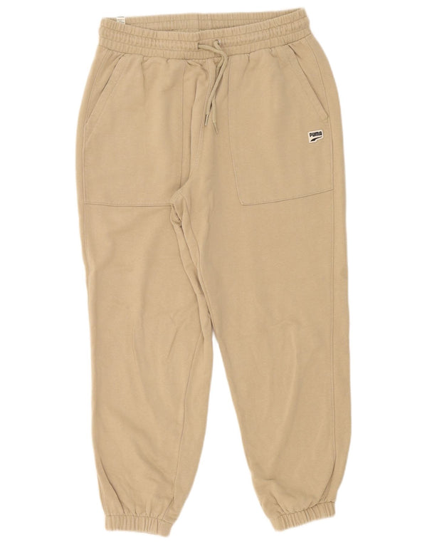 Puma Damen Crop Trainingsanzug Hose Jogger UK 14 Mittelbeige Baumwolle