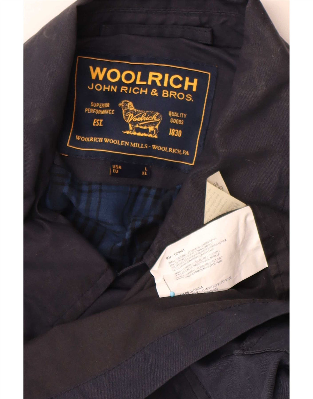 Woolrich Damen Trenchcoat UK 18 XL Marineblaue Baumwolle