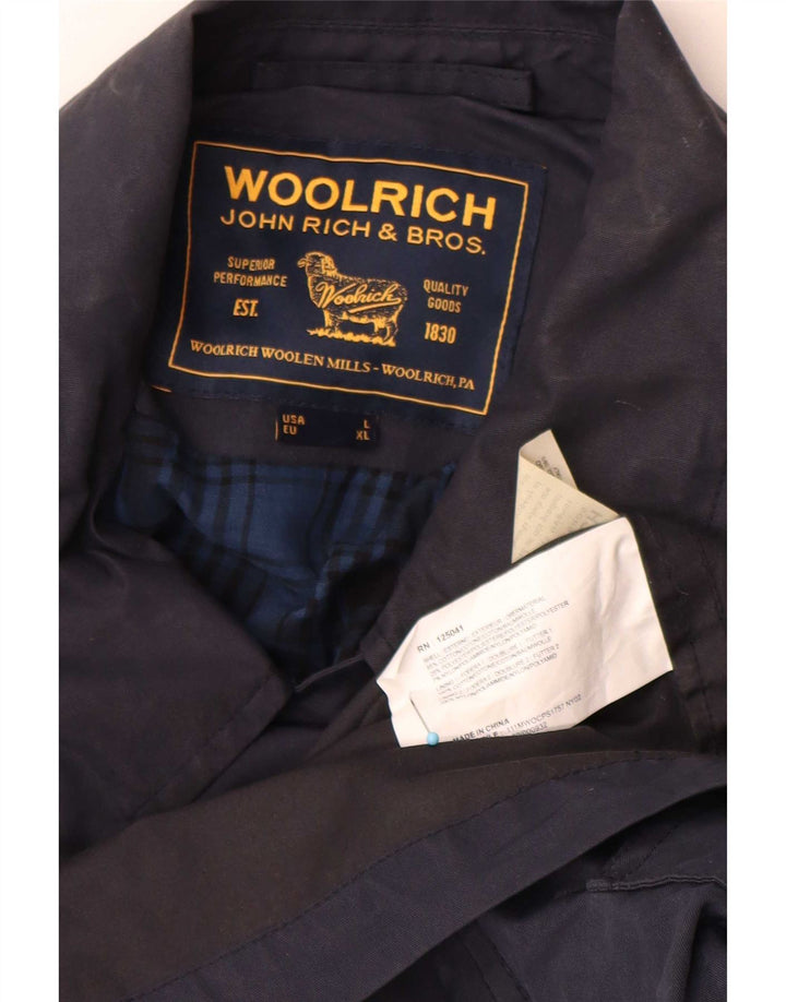 Woolrich Damen Trenchcoat UK 18 XL Marineblaue Baumwolle