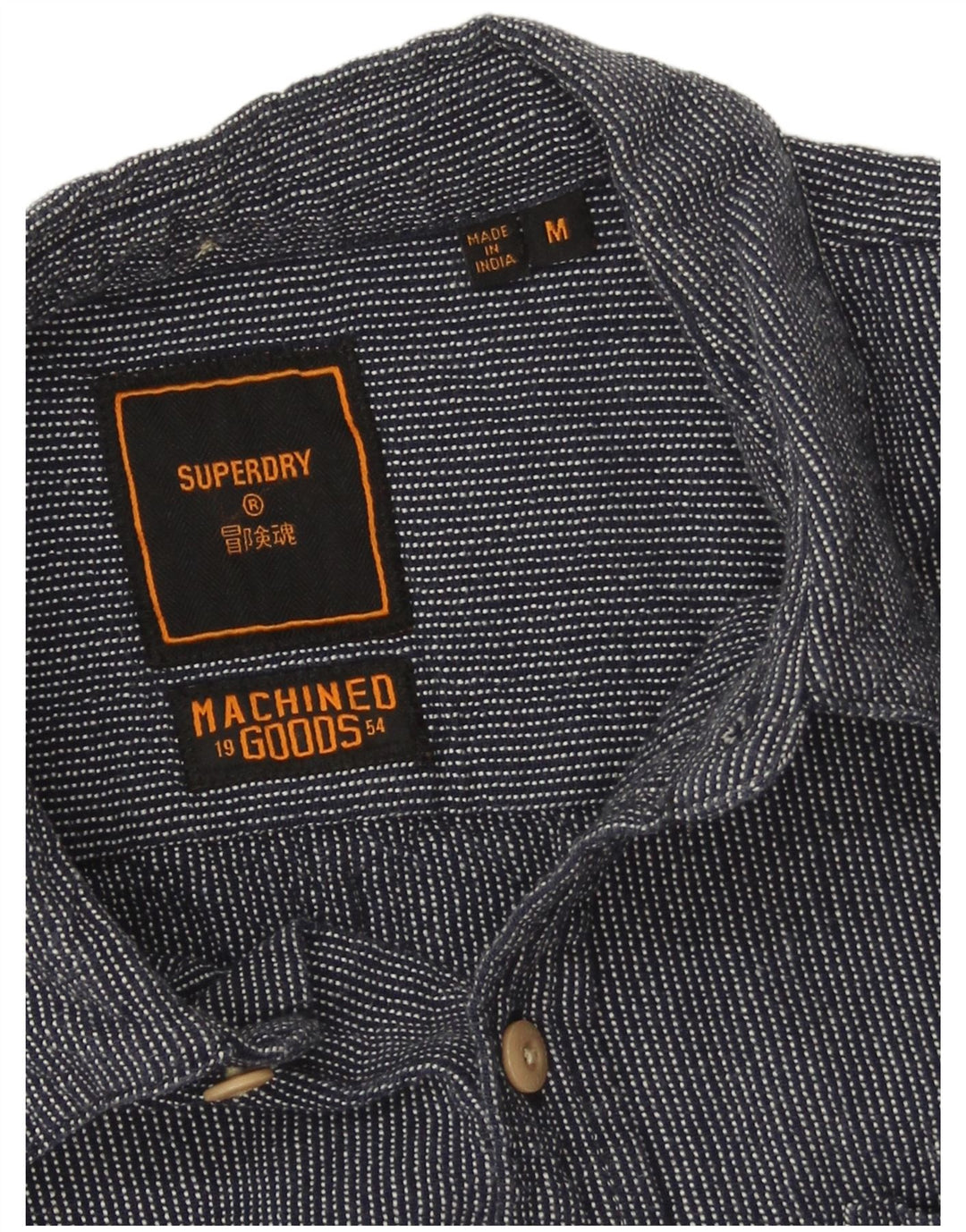 Superdry Herren-Hemd aus mittelblauer Nadelstreifen-Baumwolle in Marineblau
