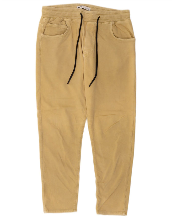 Schmale, verkürzte Herrenhose von Zara, Größe L, W32, L25, Gelb