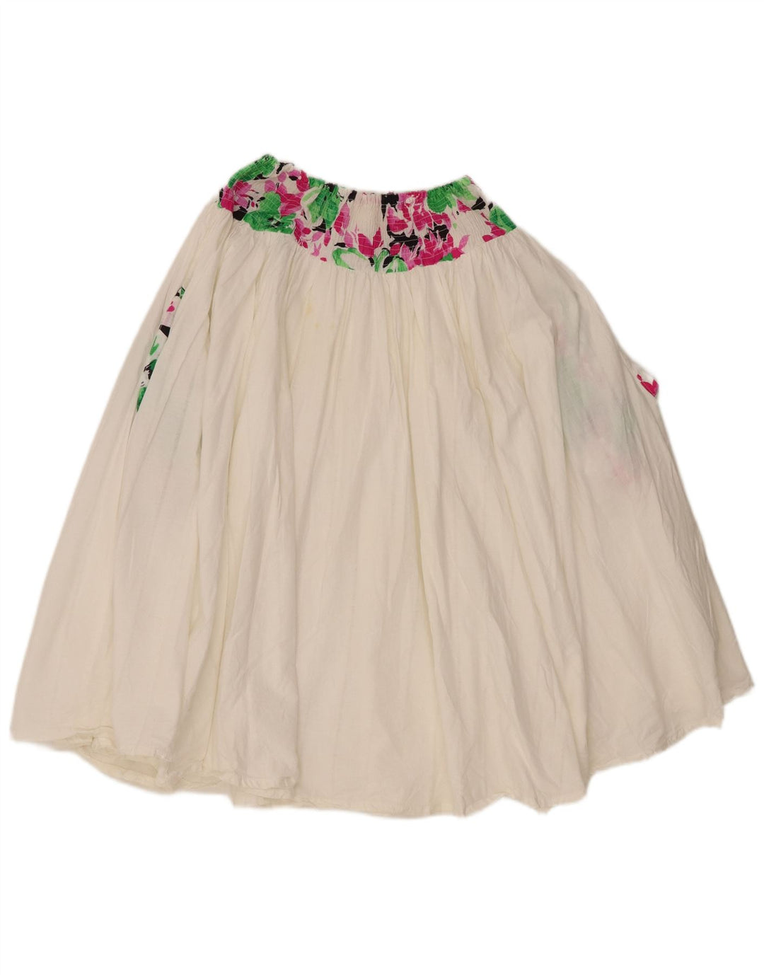 Vintage Damen Plissee ausgestellter Rock W34 Großes weißes Blumenmuster