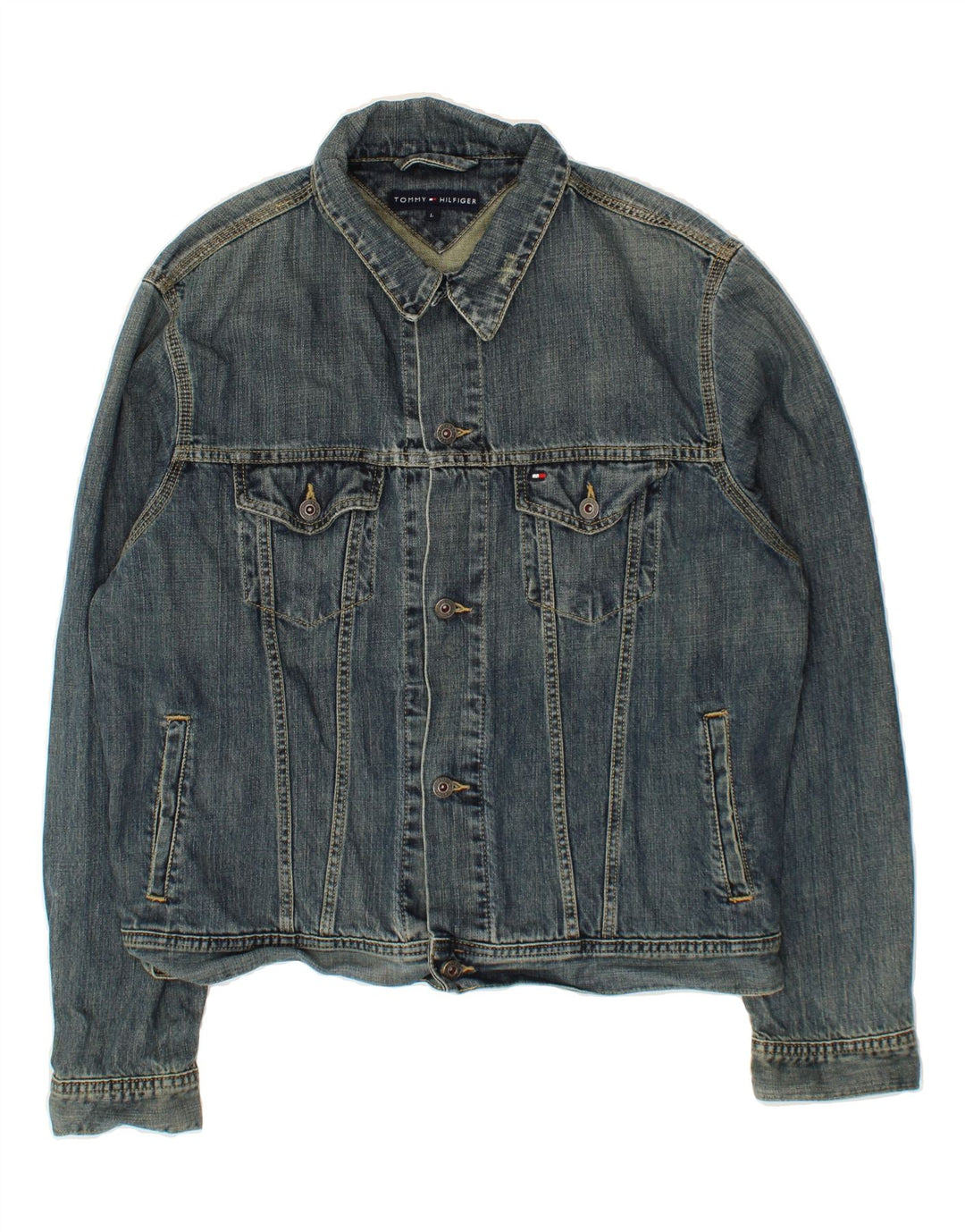 TOMMY HILFIGER Mens Denim Jacket UK 40 Large Blue Cotton Vintage Tommy Hilfiger and Second-Hand Tommy Hilfiger from Messina Hembry 