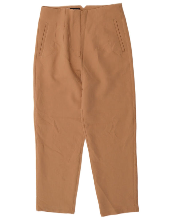 Zara Damen-Anzughose mit hoher Taille, schmal zulaufend, Größe L, W30, L27, Beige, Polyester