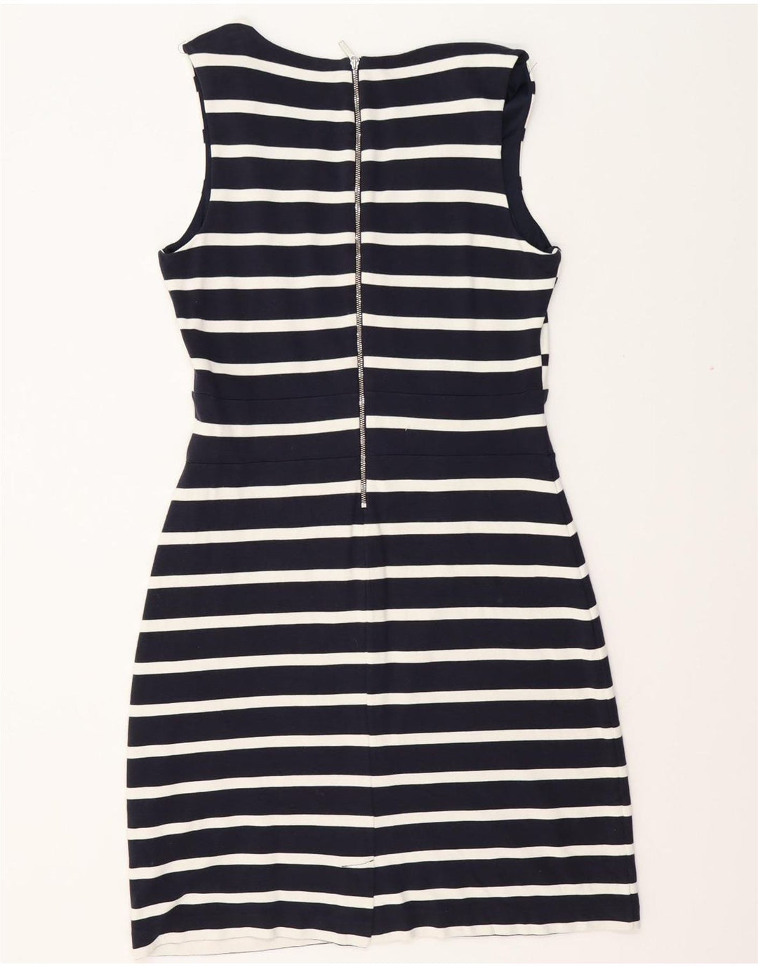 TOMMY HILFIGER Damen Ärmelloses Etuikleid UK 14 Large Weiß gestreift