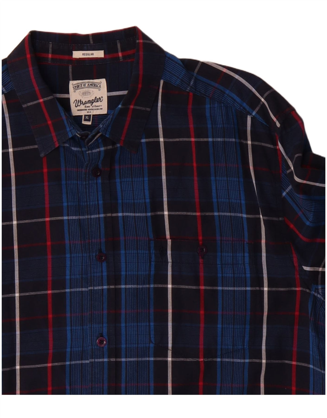Wrangler Herren-Hemd mit normaler Passform, XL, marineblau, kariert, Baumwolle