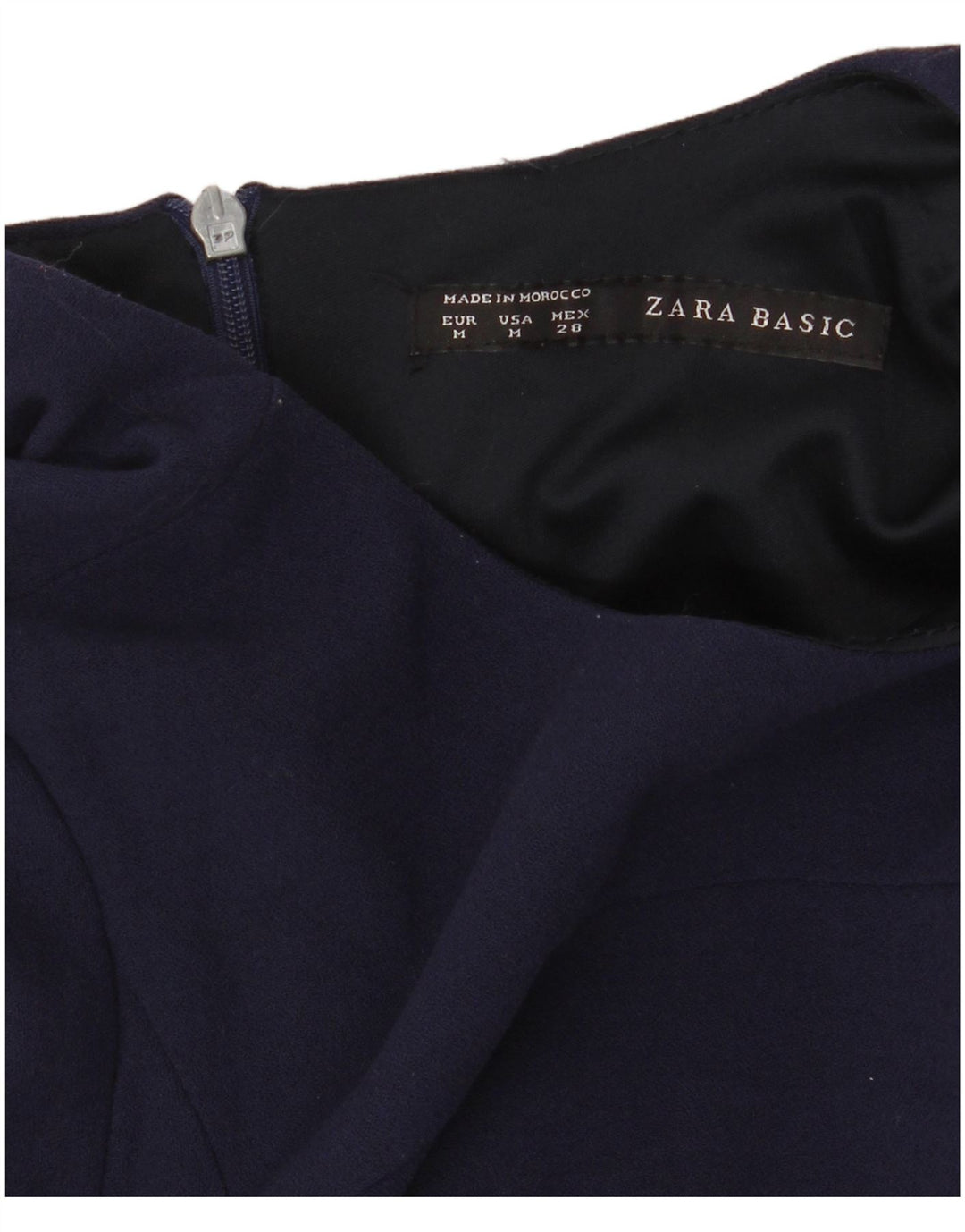 Zara Damen Basic-Kleid mit 3/4-Ärmeln, Größe M, Marineblau
