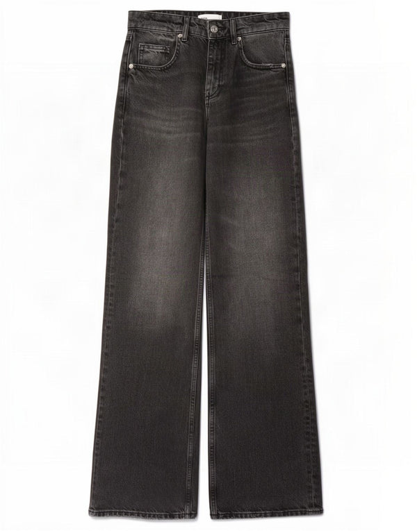 Zara Damen-Jeans mit weitem Bein, EU 32, 2XS, W22, L34, graue Baumwolle