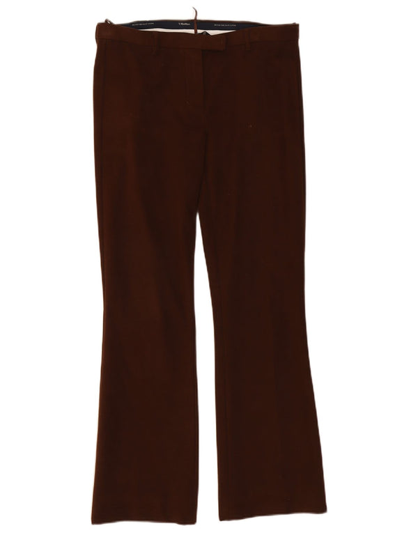 Max Mara Damen Bootcut-Anzughose UK 14 Large W32 L29 Braune Baumwolle