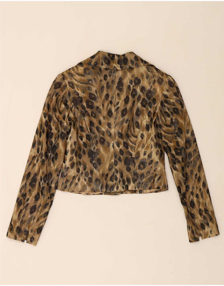 Vanity Damen 3-Knopf-2-teiliges Set IT 42 Mittelschwarze Wolle mit Animal-Print