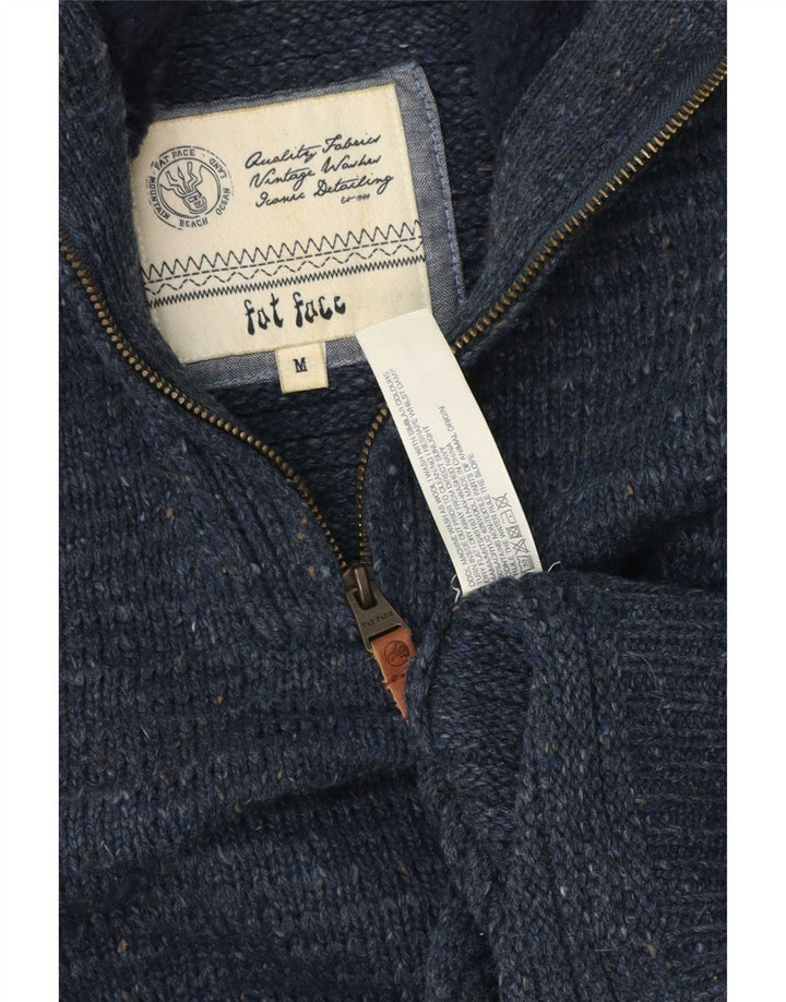 Fat Face Herren-Pullover mit Reißverschluss am Hals, mittelblaues Acryl