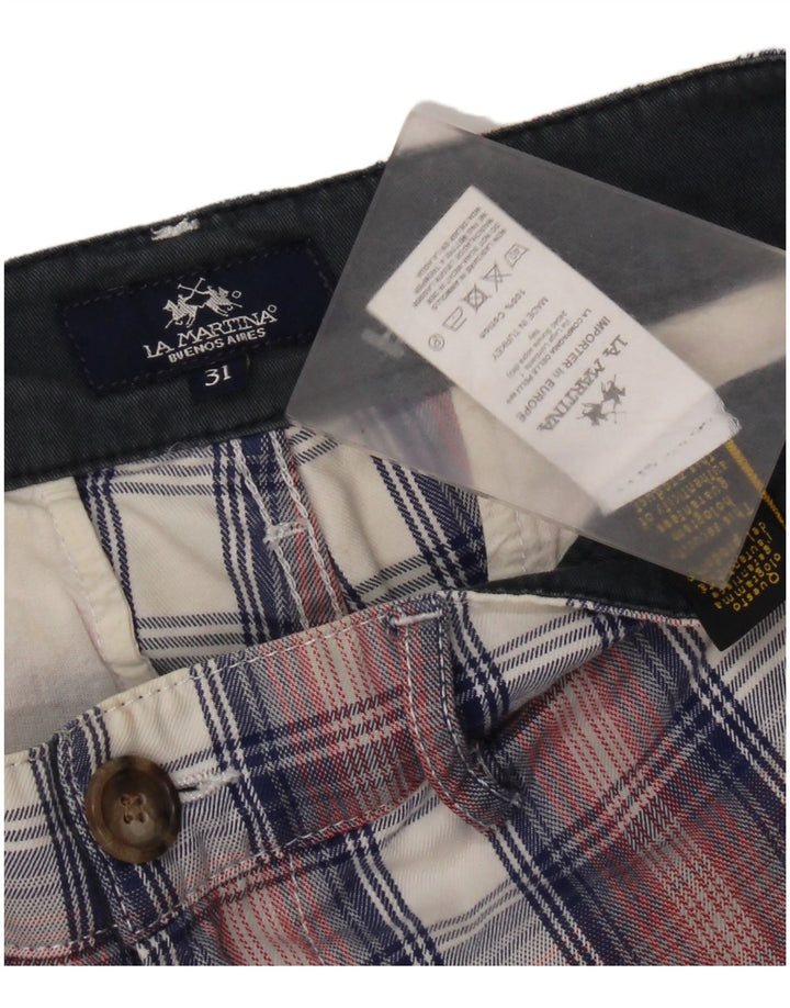 La Martina Herren-Chinoshorts W31 mittelrot karierte Baumwolle