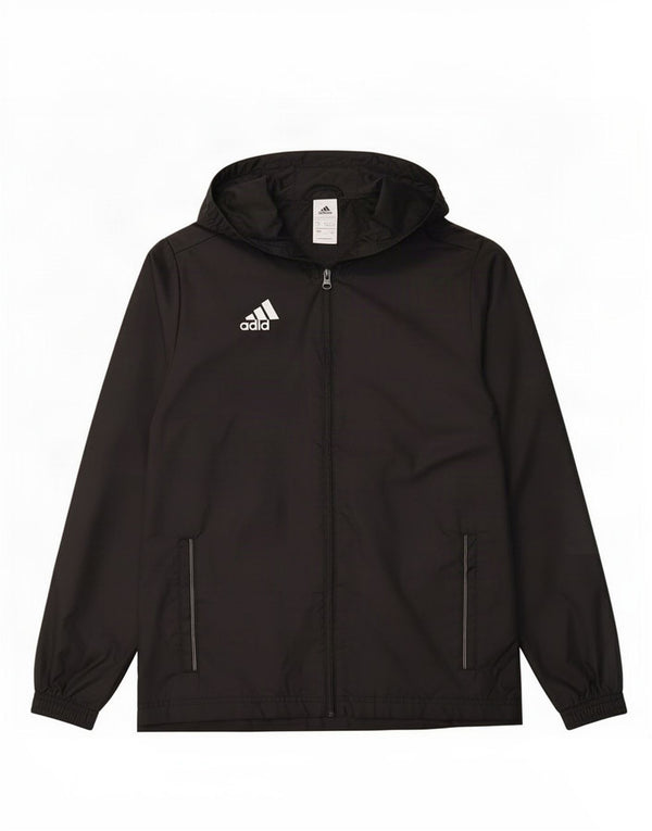 Adidas Jungen Regenjacke mit Kapuze, 13–14 Jahre, schwarzes Polyester