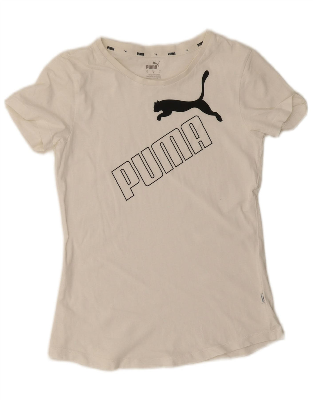 Puma Damen Grafik T-Shirt Top UK 10 Small Weiß