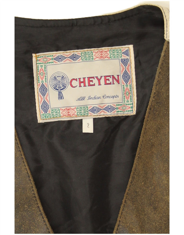 Vintage Herren Grafische Weste Groß Khaki