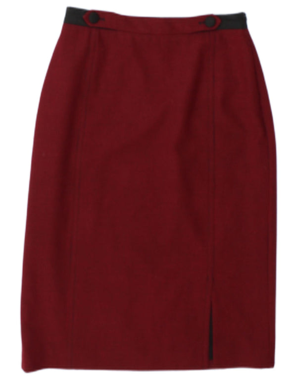 Jaeger Damen Bleistiftrock UK 8 Small W27 Burgunderrot Hahnentritt Polyester