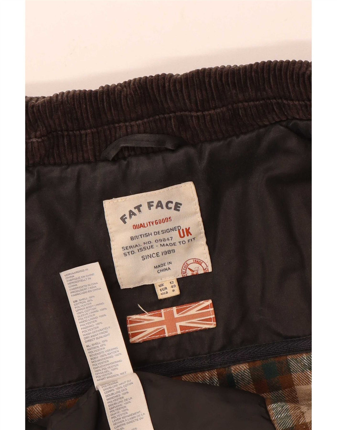 Fat Face Damen-Mantel aus gewachster Baumwolle, UK 12, Mittelschwarz