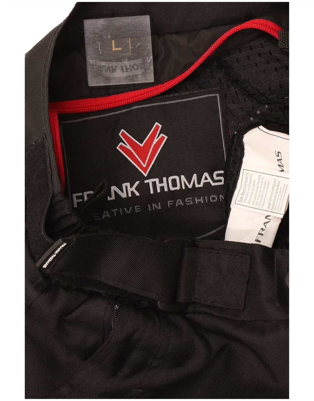 Frank Thomas Herren-Motorrad-Windjacke, Größe L, W34, L31, Schwarz