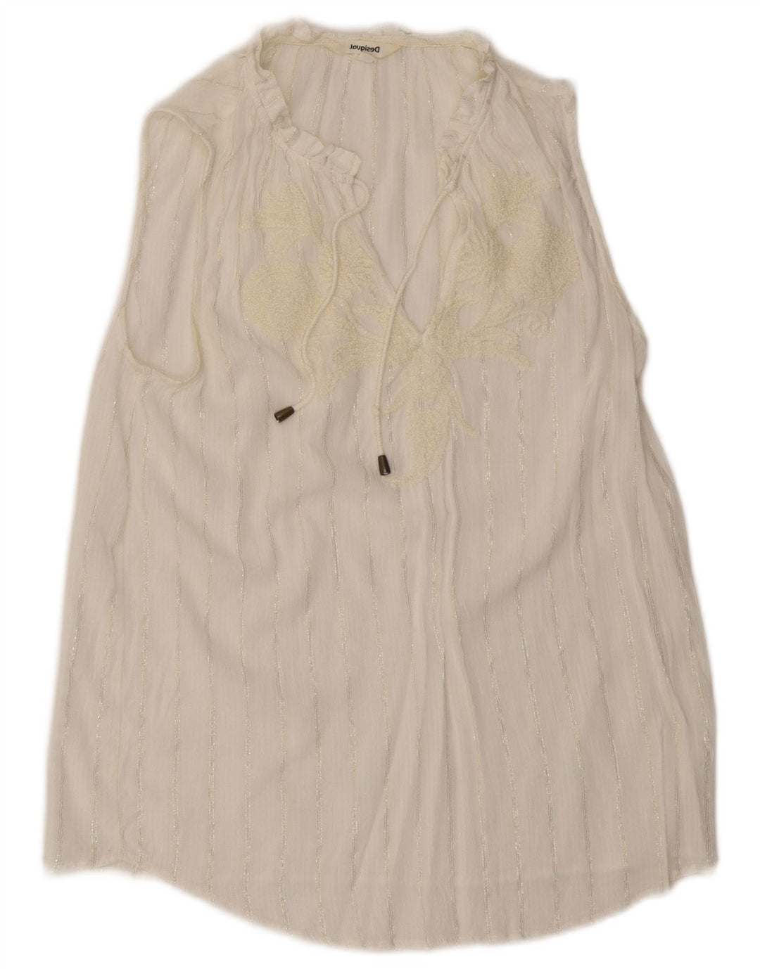 Desigual Grafisches ärmelloses Blusenoberteil für Damen, UK 12, mittelweiß gestreift