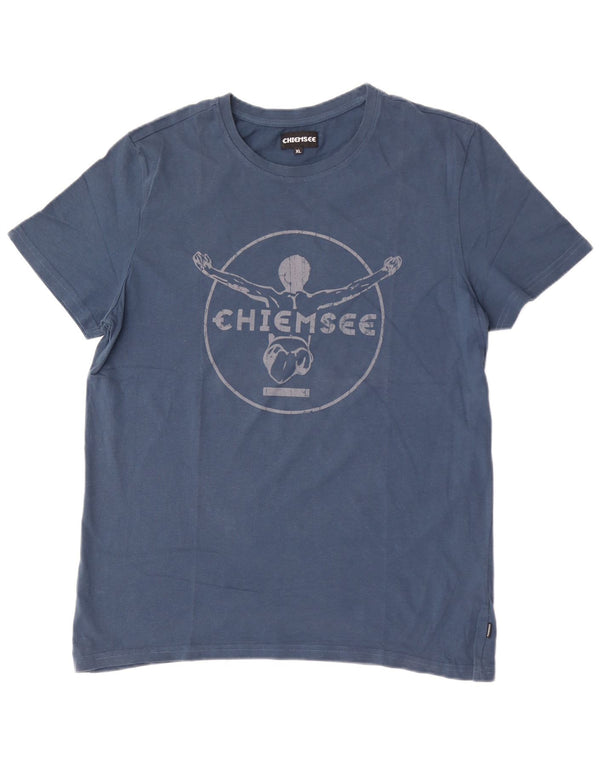 Chiemsee Damen Grafik T-Shirt Top UK 18 XL Blau Baumwolle