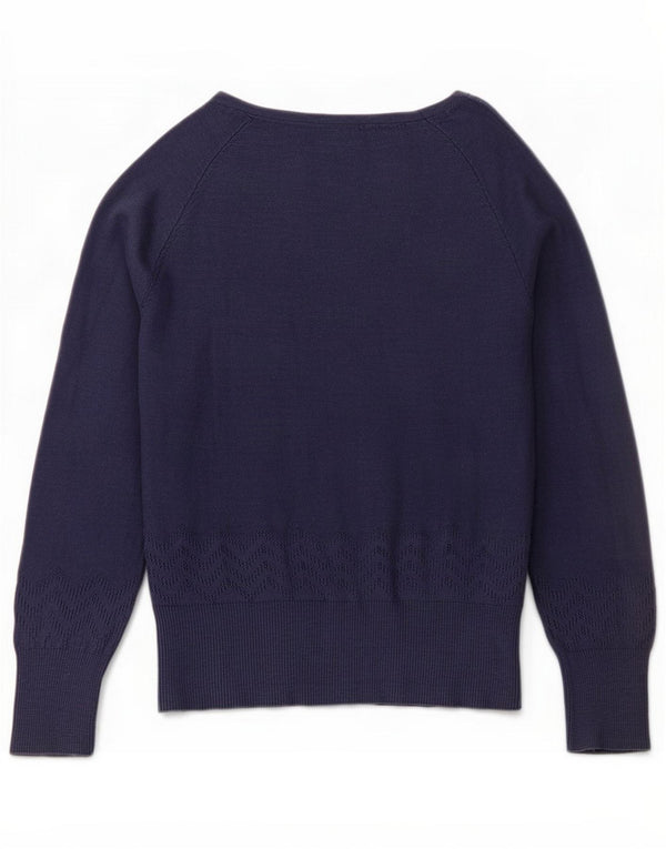 Weird Fish Damen-Cardigan-Pullover UK 10 Small Marineblau Baumwolle