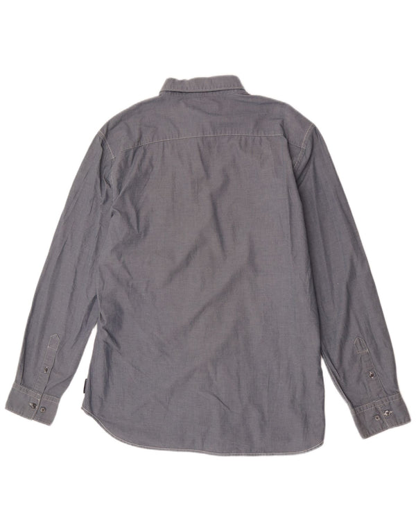 French Connection Herren-Hemd, groß, aus blauer Baumwolle