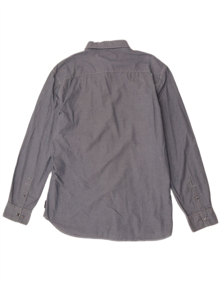 French Connection Herren-Hemd, groß, aus blauer Baumwolle