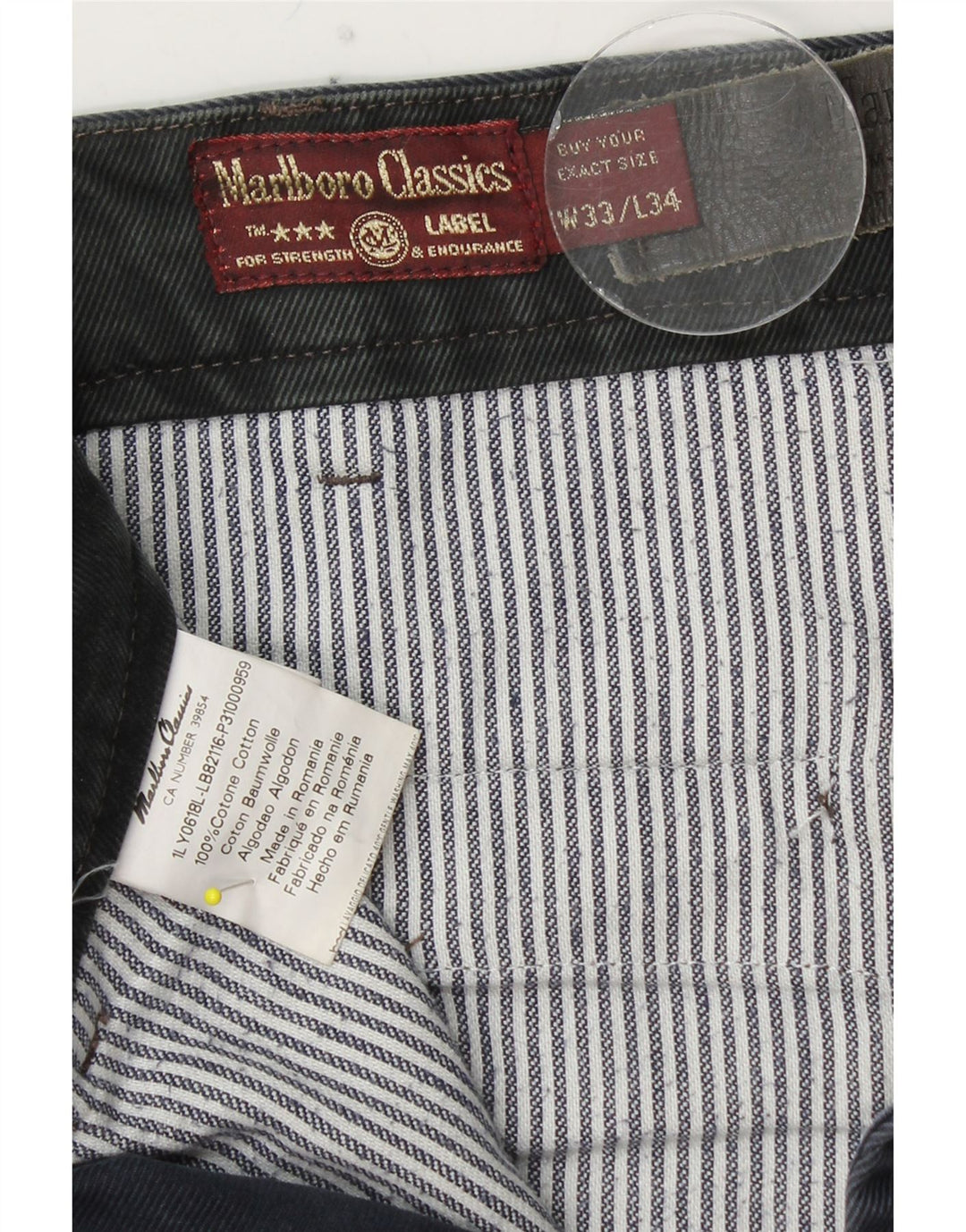 MARLBORO CLASSICS Gerade Herren-Chinohose, W33, L28, Marineblau, Baumwolle