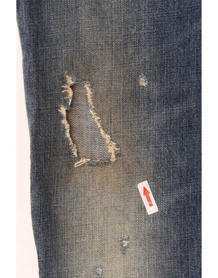 Dsquared Damen Distressed Straight Jeans IT 44 Medium W30 L27 Blaue Baumwolle