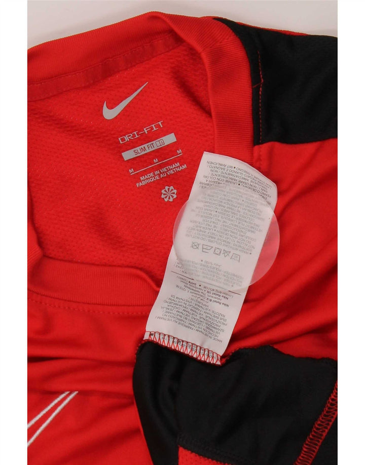 Nike Herren Dri Fit Slim T-Shirt-Oberteil Mittelrotes Farbblock-Polyester
