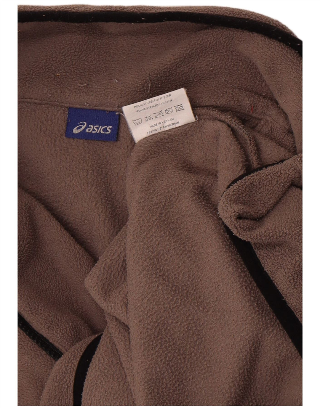 Asics Herren-Fleecepullover mit Reißverschluss am Hals, großes braunes Polyester