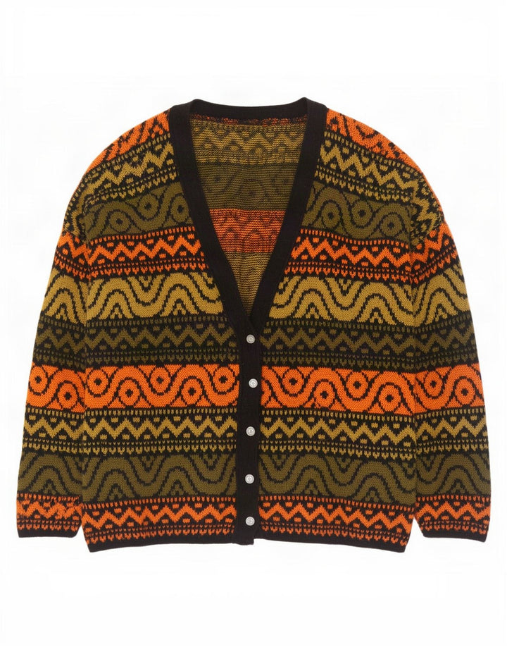 Vintage Damen Oversized Cardigan Pullover UK 18 XL Mehrfarbig Geometrisch