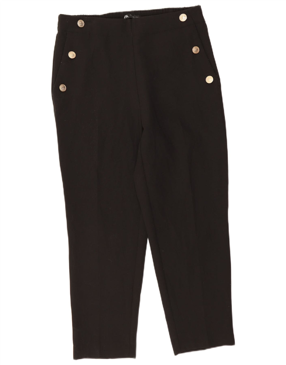 Zara Damen Tapered Chino-Hose, Größe L, W33, L27, Schwarz, Polyester