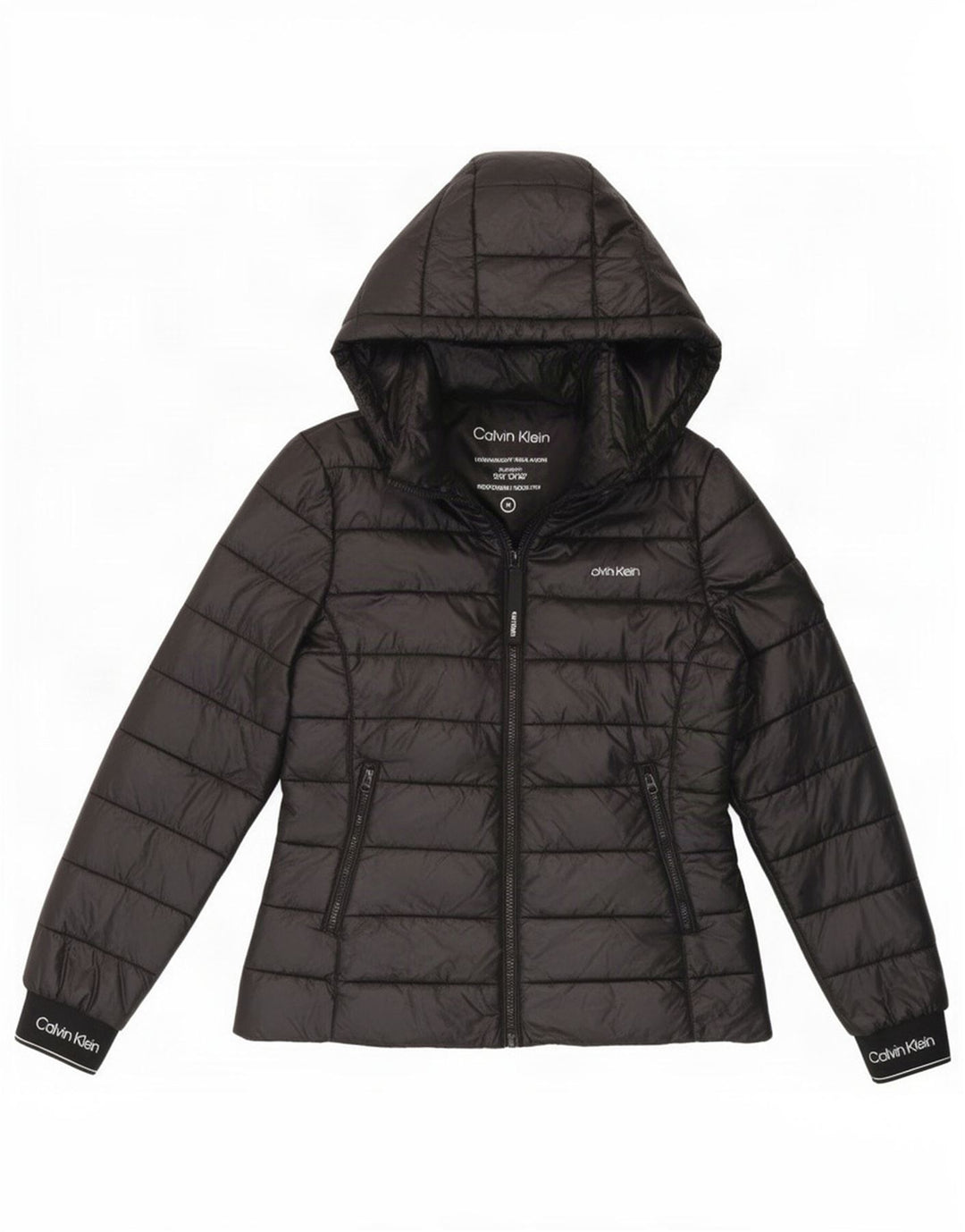Calvin Klein Damen-Jacke mit Kapuze, gepolstert, UK 14, mittelschwarz, Polyamid