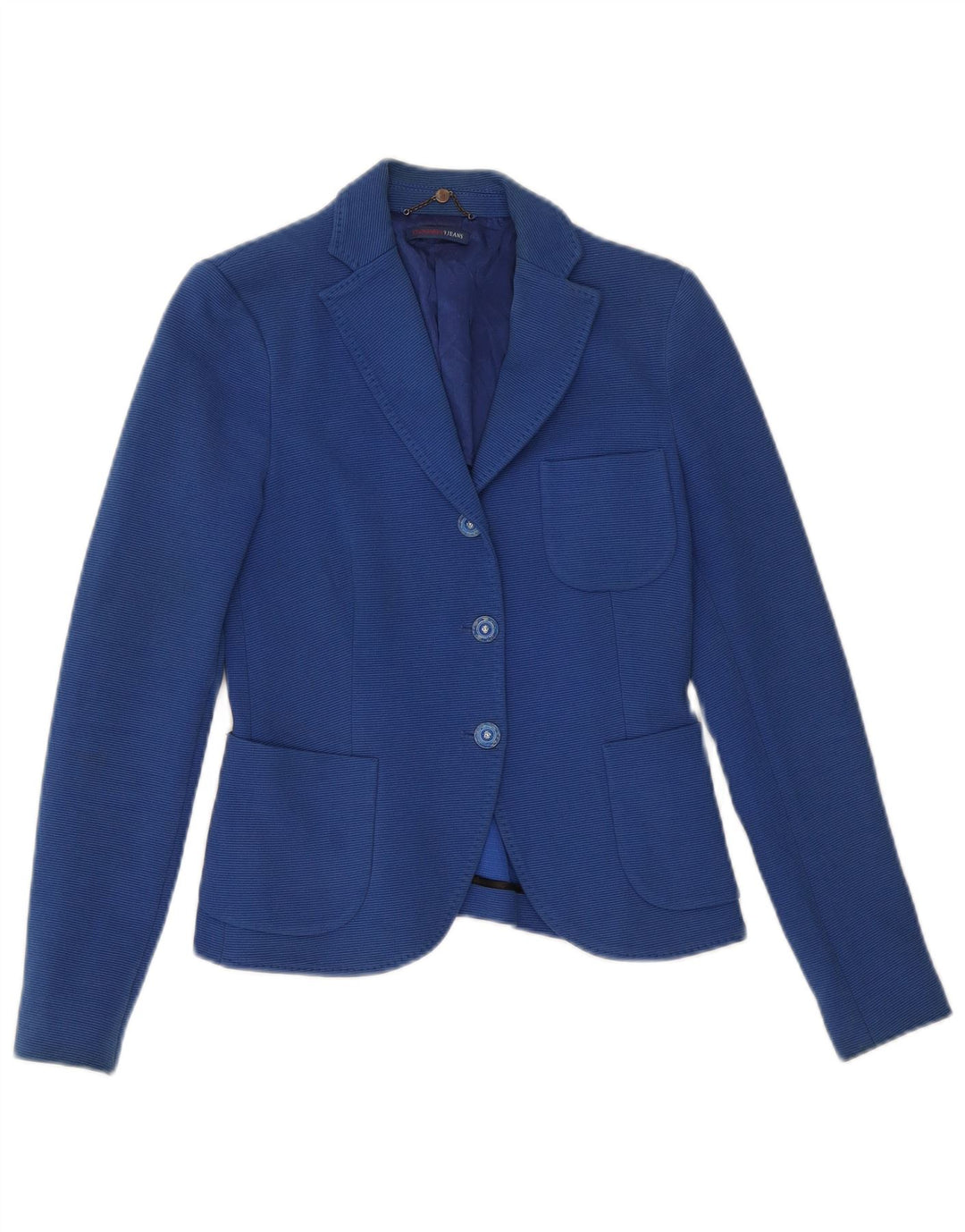 Trussardi Damen-Blazer mit 3 Knöpfen, IT 40, klein, Blau, Baumwolle