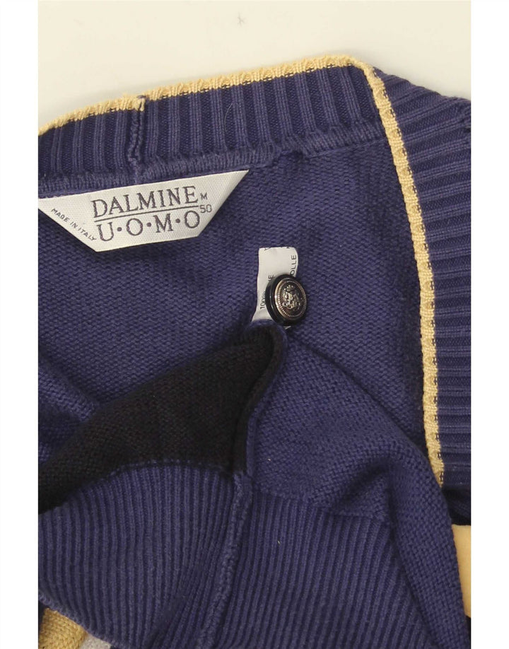 DALMINE Herren-Cardigan-Pullover IT 50 Mittelmarineblaue Colourblock-Baumwolle