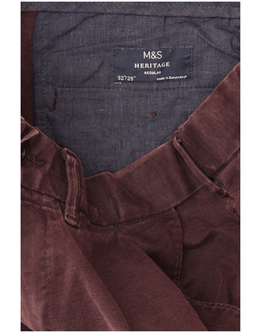 Marks & Spencer Herren Heritage Regular Chinohose W32 L29 Burgunderrot