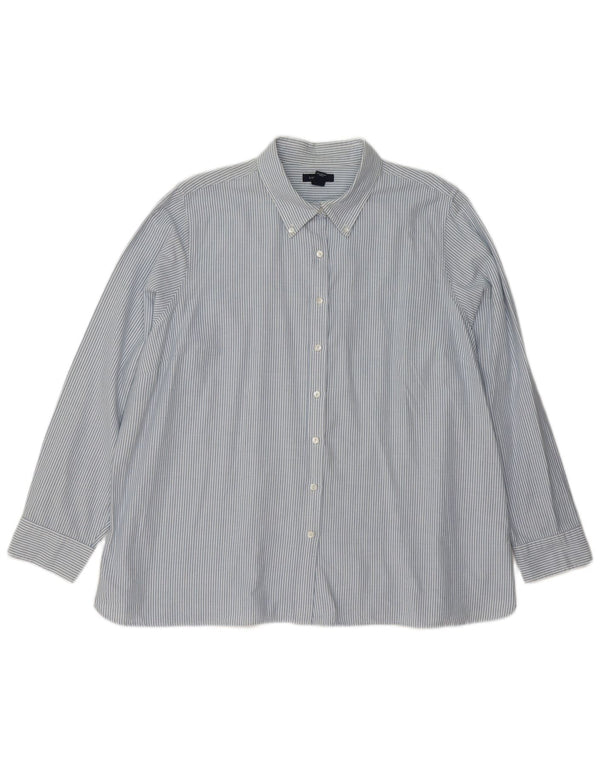 Lands End Damenhemd UK 26 5XL Blaue Nadelstreifen-Baumwolle