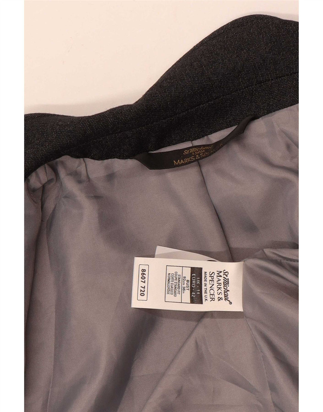 Marks & Spencer Damen St. Michael 1 Button Blazer Jacke UK 14 Large Grau