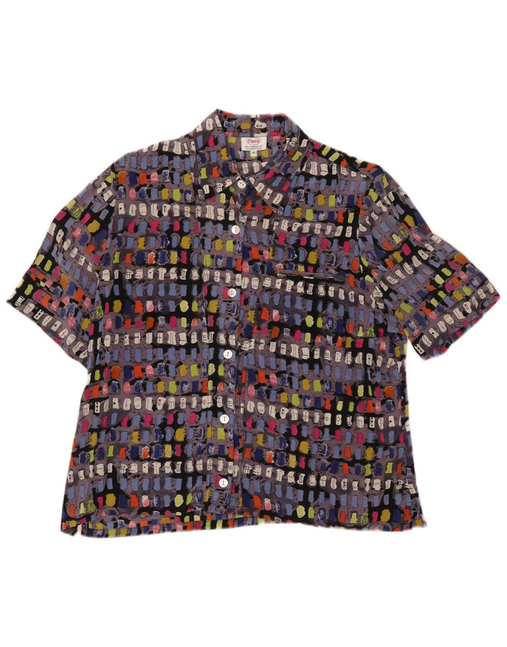 Cherie Kurzarm-Hemdbluse für Damen, Größe 46, groß, mehrfarbig, geometrisch