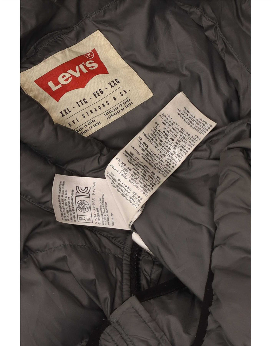 Levi's Herren Wattierte Jacke UK 44 2XL Graues Polyamid