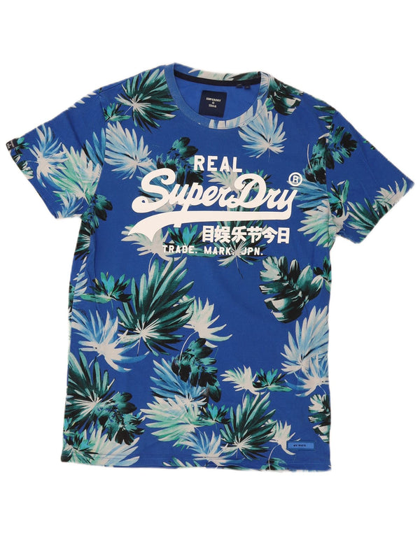 Superdry Herren Grafik-T-Shirt-Oberteil, groß, blau, hawaiianisch mit Blumenmuster