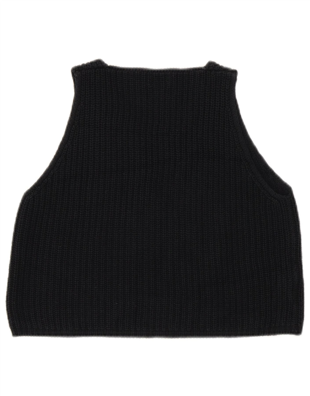 SISLEY Womens Crop Vest Tank Top UK 12 Medium Black Cotton