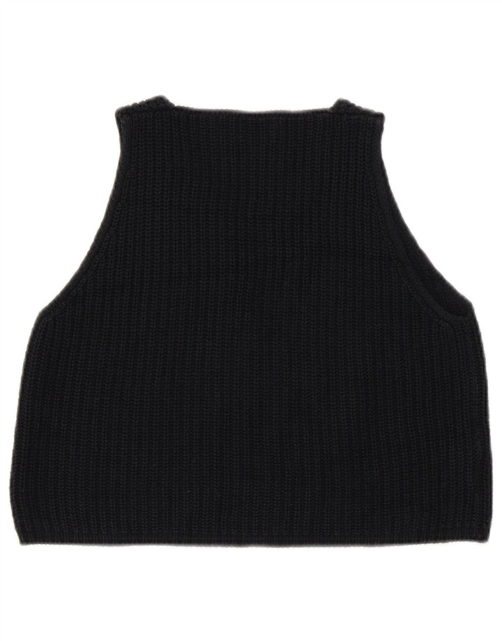 SISLEY Womens Crop Vest Tank Top UK 12 Medium Black Cotton