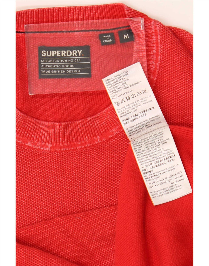 Superdry Herren-Pullover mit Rundhalsausschnitt aus mittelroter Baumwolle