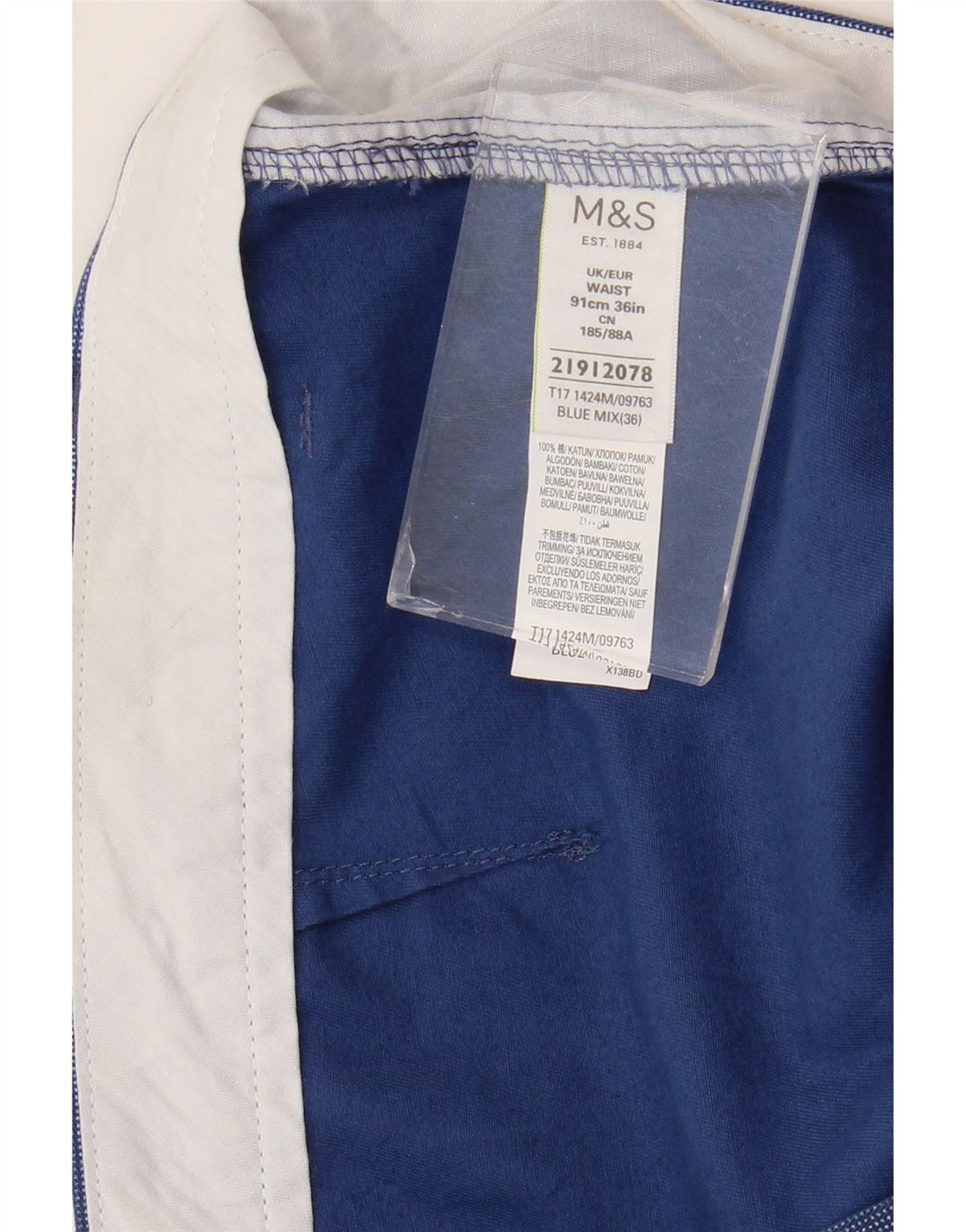 MARKS & SPENCER Herren-Chinoshorts W36, Größe L, Blau, Baumwolle