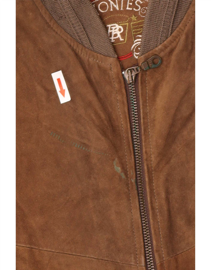 Montes Herren-Bomberjacke aus Wildleder, EU 52, XL, braunes Leder