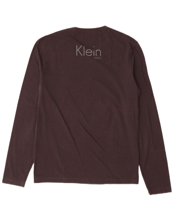 Calvin Klein Jeans Mens Graphic Top Long Sleeve Large Black Cotton