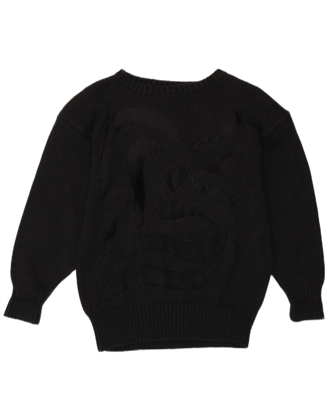 Vintage Damen Pullover mit U-Boot-Ausschnitt, UK 14, mittelschwarze Baumwolle